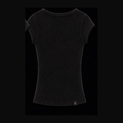ALFIRAUN Fitted Ribbed Baby Tee black back