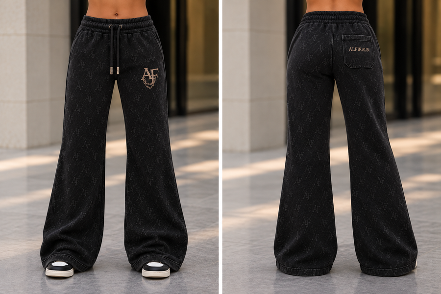 AL’FIRAUN Luxury Flared Sweatpants — Vintage Black
