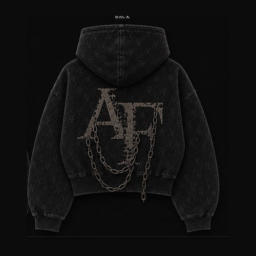 ALFIRAUN Cropped Luxury Hoodie black back