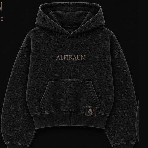 ALFIRAUN Cropped Luxury Hoodie black front