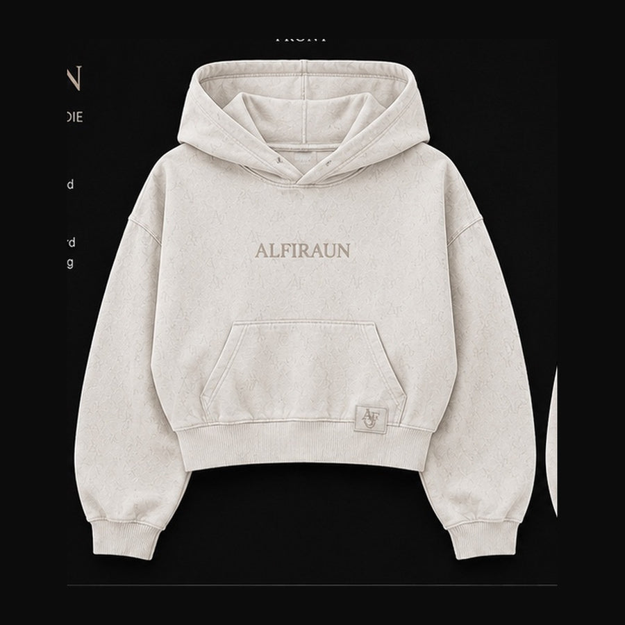 AL’FIRAUN Cropped Luxury Hoodie — Vintage Sand